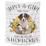 Australian Shepherd Blanket - Soft, Fuzzy & Warm - 40'x50' Small Blanket for Couch, Sofa - White Cute Throw Gifts for Dog Lover