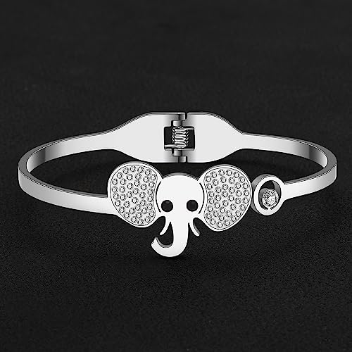 Bracelet éléphant en acier inoxydable strass dorure 18k d'exception - 3
