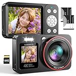 DEATTI Digital Camera,FHD 4K 64MP Camera with Dual Screens 64GB SD Card 2 Batteries,Digital Point and Shoot Camera,18X Zoom,Anti Shake Portable Rechargeable Selfie Camera for Teens Boys Girls Kids