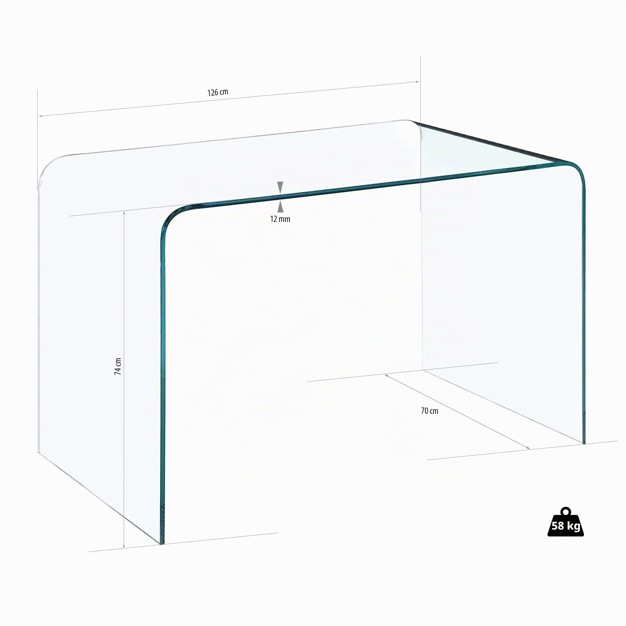 Bricozone Scrivania In Vetro Con Design Minimalista Elegante E Moderno Perfetta Per Uffici E Soggiorni Materiale Di Alta Qualità Vetro Da 12 Mm Misure 126X74X70 Cm Leggera E Resistente