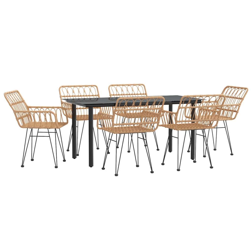 Juego de comedor de jardín, 7 piezas, resina trenzada para 6 personas, mesa y 6 sillas, conjunto de muebles al aire libre, para balcón y terraza L31H57863