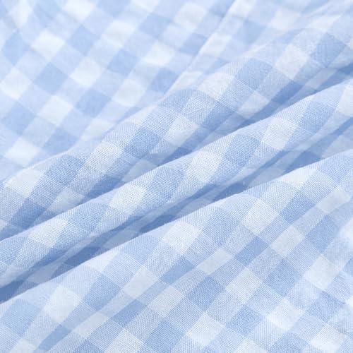 Image of Girls Sleeveless Plaid Button Down Shirt Summer Crop Tops Tie Knot Ruffle Sleeve Shirt Blouse 3-12Y