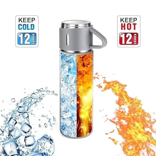 Image of Personalized Flask Set with 3 Cups | Premium Gift Set for Drinks | Stainless Steel Flask with Shot Glasses for Travel, Parties, and Gifting | Durable & Stylish (Customizable) (Grey)