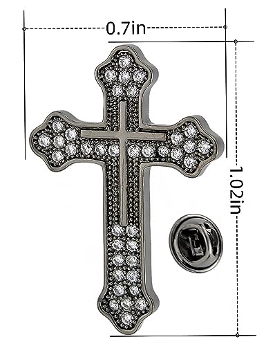 Image of Women's Cross Brooch Lapel Pin Faith Fashion Jewelry | Classic cross tie tack lapel pins. Decorative jewelry accessories for women's dresses, scarves, suits and church events