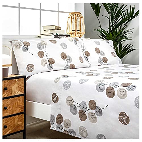 COTTON ARTean Juego de sábanas 135x190 / 200 Algodón Orgánico HONDARRIBIA gris 3 piezas: Encimera, 1 Funda de Almohada, Bajera Ajustable Gots.