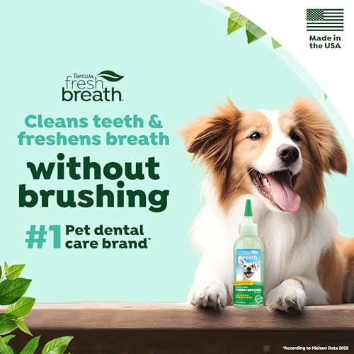 TropiClean Fresh Breath Dog Toothpaste for Teeth Cleaning, Breath Freshener, Easy to Use Plaque & Tartar Remover Gel, No Toothbrush Needed, 4oz.
