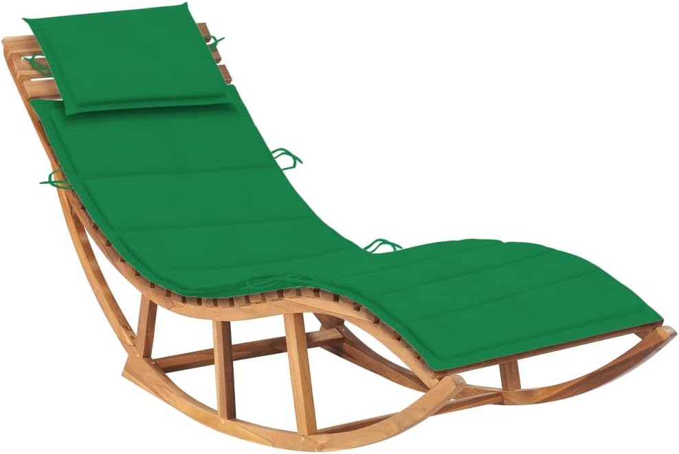 Rocking Sun Lounger with Cushion,Outdoor Lounge Chairs,Garden Sunlounger,Sunbathing Recliner,Sun Lounge Bed,Backyard Conversation Set,for Beach,Patio,Backyard, Solid Teak Wood