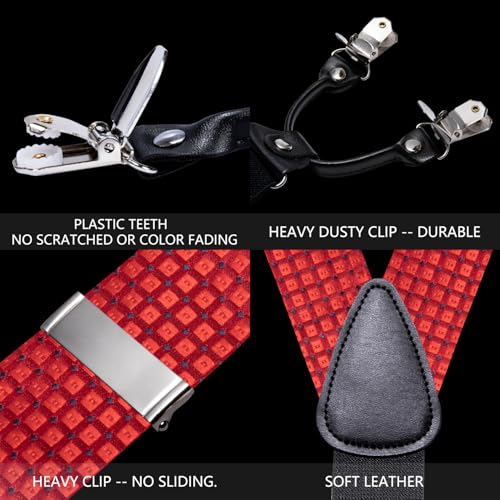 Image of YOHOWA Men Suspenders 6 Clips Strength Adjustable Y Braces Pre-Tied Bow Tie Set Formal Wedding Party