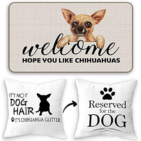 FLDAS Chihuahua Welcome Mat and Pillow Cover Cover