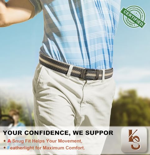 Image of KEMISANT Men's Golf Belt Nulti-pack, Braided Woven Stretch Belt for Gift Men Casual Jeans Sports Work 1 3 /8 inch