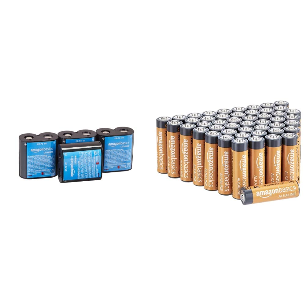 Amazon Basics 4 Pack CR-P2 High-Capacity 6 Volt Lithium Photo Battery - 4 Pack - Replaces 223A, EL22