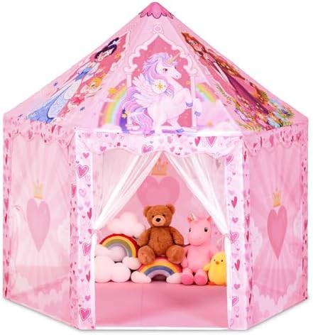 Hexagon Princess Play Tent for Girls, Large Indoor Castle Playhou...