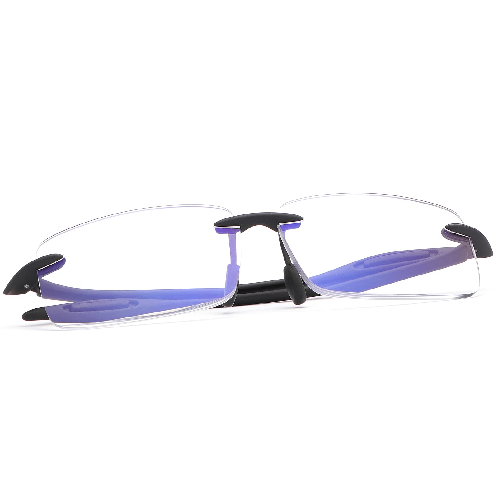 Rimless Reading Glasses Blue Light Blocking Readers for Women and Men Lightweight TR90 Flexible Frame Eyeglasses Anti Headache/Glare/Eye Strain/UV Computer Eyewear Unisex Presbyopic Spectacles 1.0