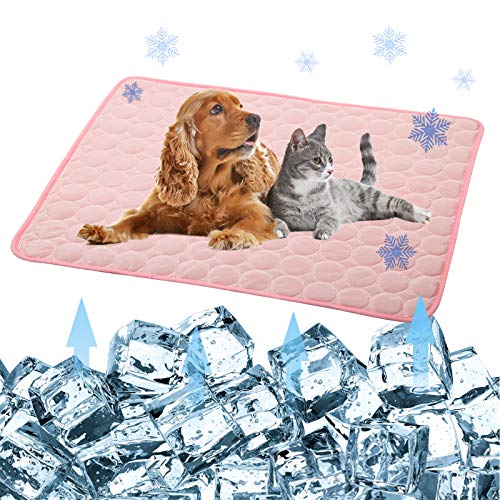 Pet Cooling Mat for Dogs Cats-Ice Silk Dog Cooling Mats, Summer Dog Cooling Pads, Dog Crate Mat Cat Cooling Mat, Portable & Washable Pet Cooling Blanket for Kennel/Sofa/Bed/Floor/Car Seats