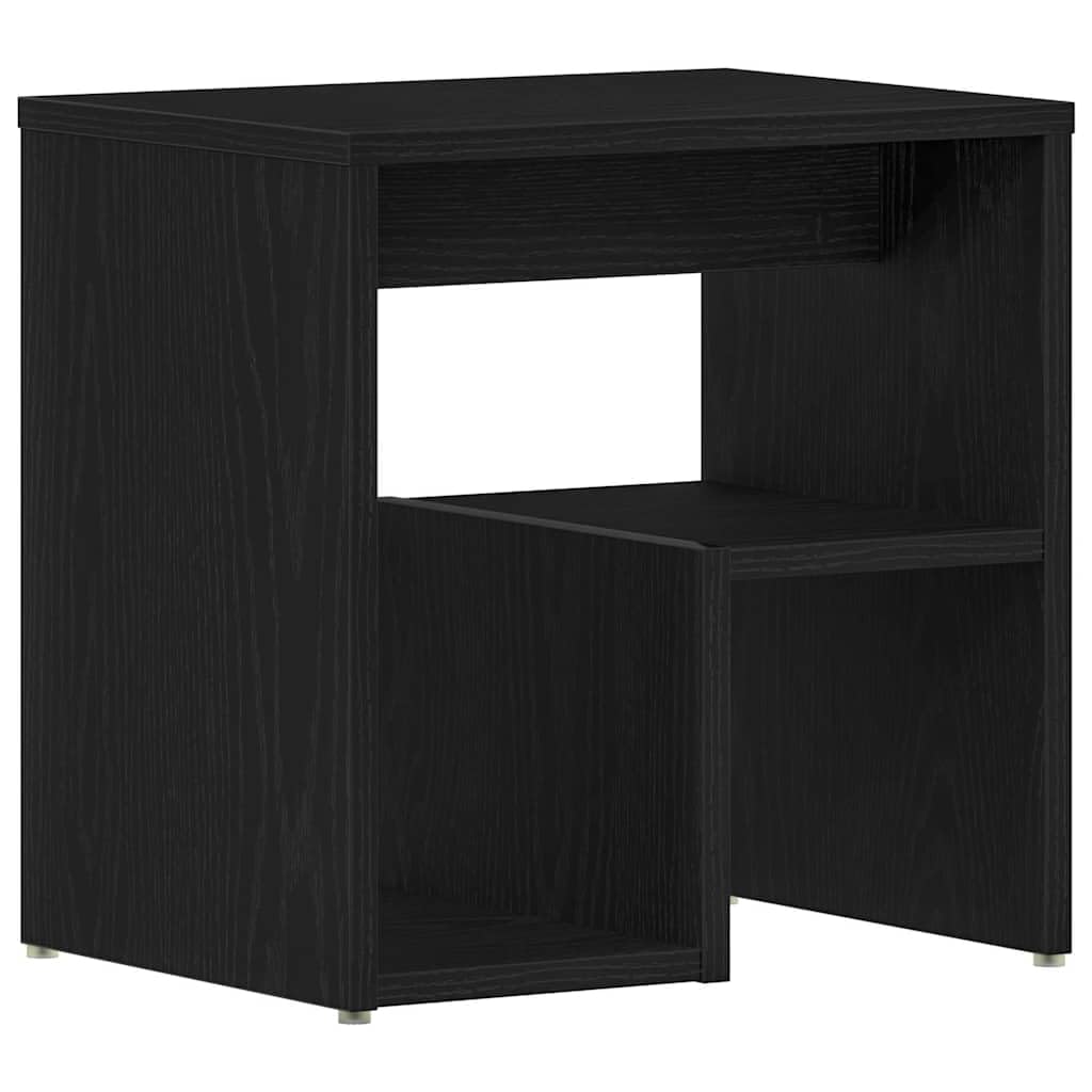 Juego de 2 mesitas de noche en imitación de roble negro, 40 x 30 x 40 cm, de madera con diseño rústico y práctico espacio de almacenamiento para dormitorio