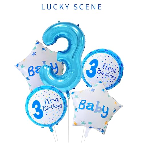 Image of Blue 3 Number Balloon, 40 Inch, Premium Mylar, Reusable, for Birthday Party Decoration
