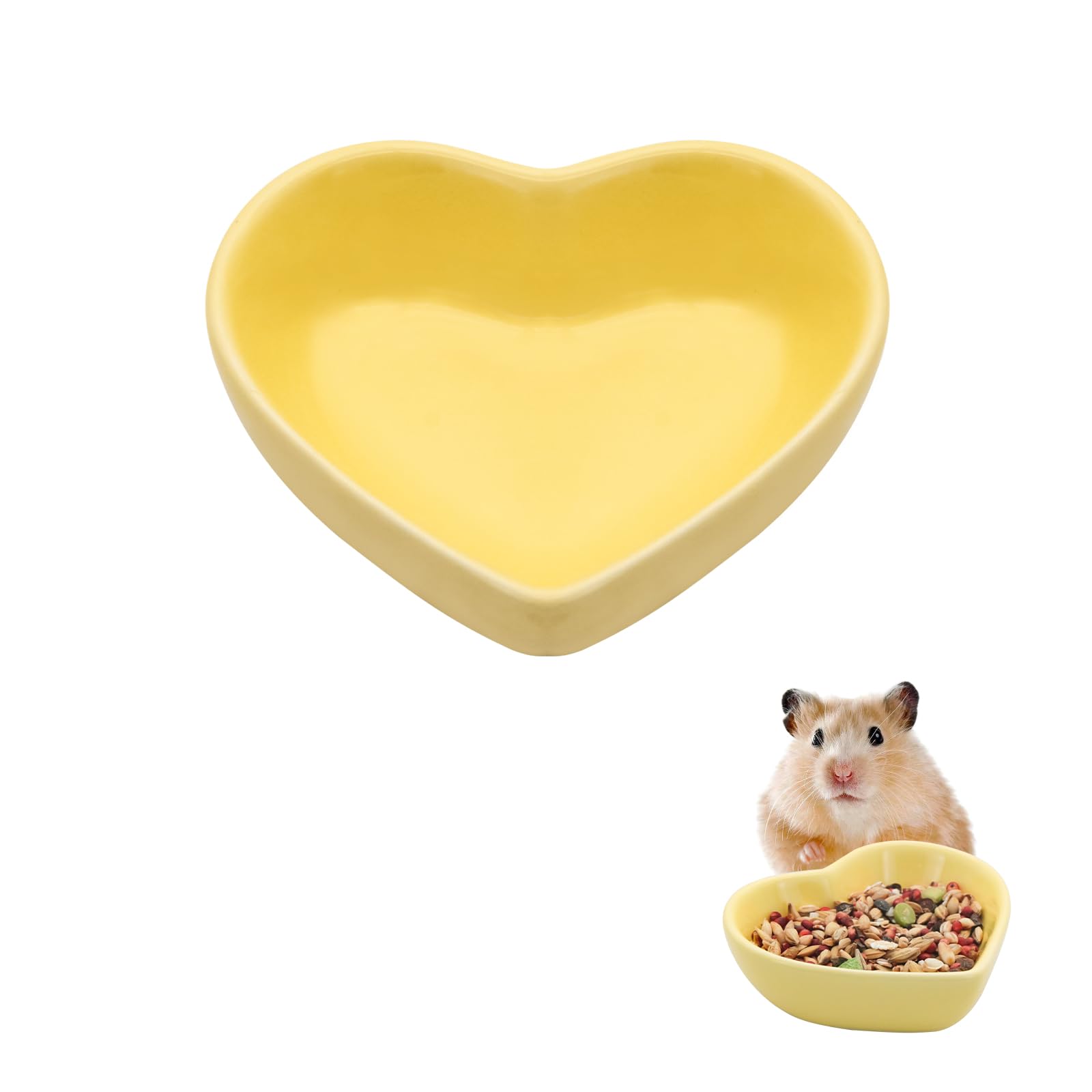 LuckyOpt Hamster Bowl, Ceramic Heart-shaped Pet Bowl, Washable Small Animal Food Water Bowls for Hamster, Guinea Pig, Gerbil, Hedgehog, Chinchilla, Parrot — image 1