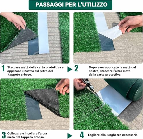 Norhogo Kunstrasen Fugenband, 15cm X 10m Selbstklebendes Grasband für Rasennähte zum Verbinden von 2 Stück falschem Rasenteppich