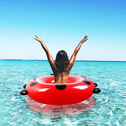 Inflatable Ladybug Swim Ring Adult,Insect Swim Ring, Perfect Lounge Chair Trip Toy Swim Ring, Summer Parties At The Beach & Pool, For Kids & Adults,Red,140Cm #TOP3
