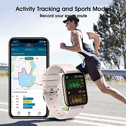 Hatieo Fitness Tracker Smartwatch Damen,1,69 Zoll Armbanduhr mit Personalisiertem Bildschirm,Pulsmesser Schlafmonitor, IP68 Wasserdicht Fitness Armbanduhr, Schrittzähler Uhr für Android iOS,Pink - Image 5