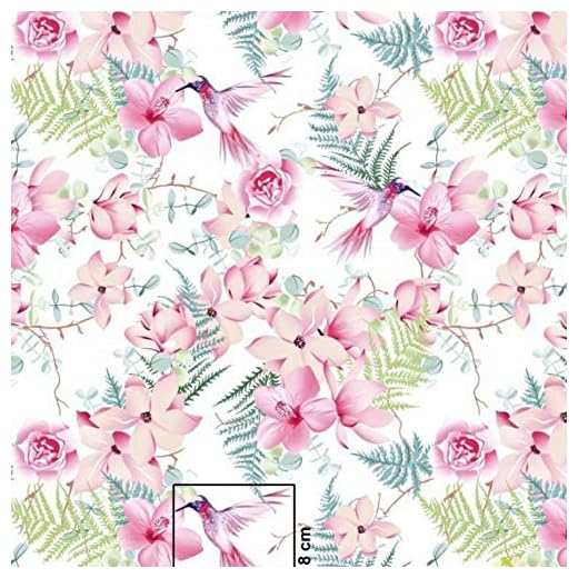 Tissu Pingianer 100 % coton à rayures et fleurs 100 x 160 cm vendu au mètre