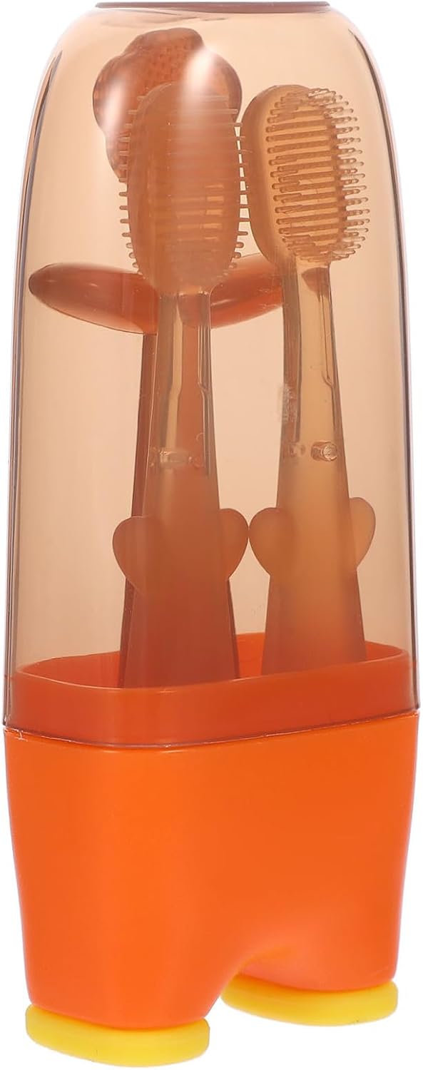 NOLITOY Silicone Toothbrush Set Brush Toothbrush for Newborns Boys and Girls Gentle Oral Care for Infants Toddlers -Free Soft Bristles Portable