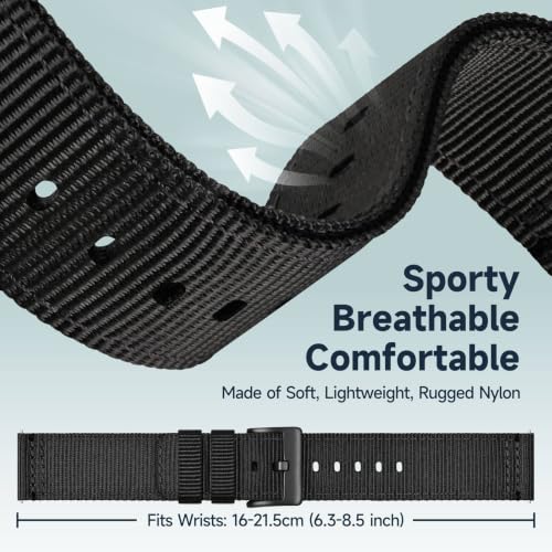 Image of WOCCI Nylon Watch Bands, Contrast Woven Design, Quick Release, Stainless Steel Buckle, Band Width 20mm 22mm 24mm 26mm