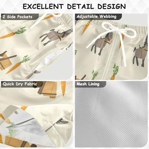Donkey Carrot Boys Swim Trunks Toddler Beach Board Shorts Quick Dry Kids Swimwear Bathing Suits M2