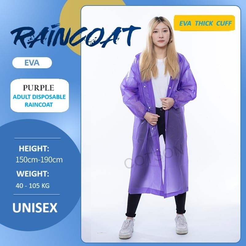 Image of EVA Waterproof Rain Coat Hooded Universal Outdoor Water Resistant Rainwear Suit for Men Women Boys & Girls (Universal)