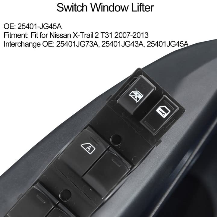 Miniatura 3 de Interruptor de elevalunas eléctrico principal del lado del conductor, 25401-JG45A interruptor de elevalunas eléctrico delantero izquierdo apto para