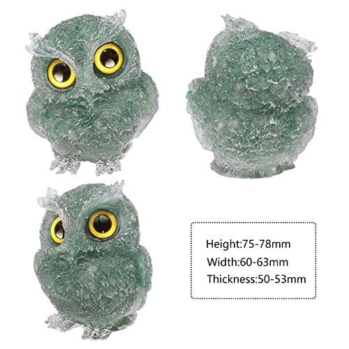KYEYGWO Green Aventurine Cute Crystal Owl Figure Ornaments Decorative Resin Bird Statues for Home Office Table Mini Stone Animal Sculpture Talisman Micro Landscape - Image 2