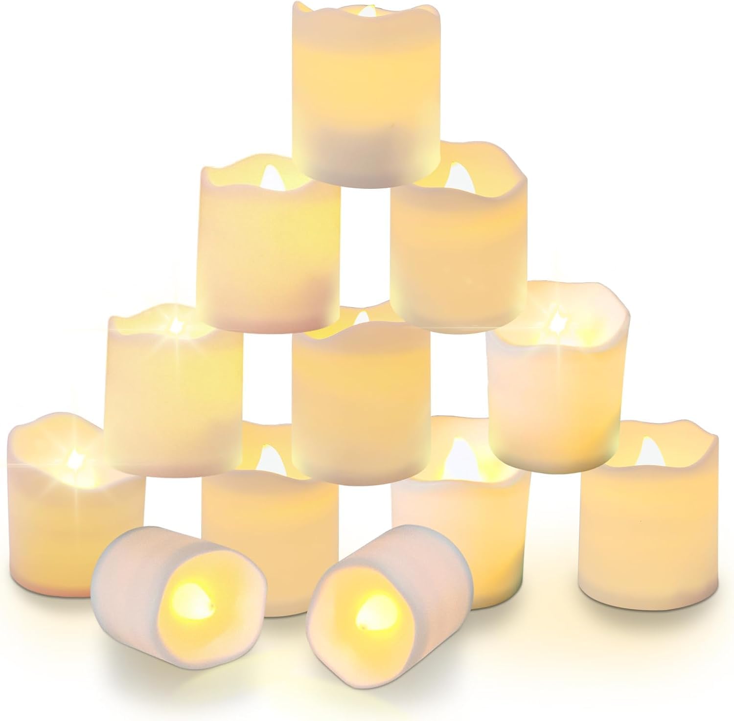 LiyuanQ LED Tea Lights Candles, 24 Pack Bright Battery Tea Lights Flameless LED Candle Lights Electric Fake Candle in Warm White and Wave Open Bulb Light for Wedding Table Gift Outdoor — image 1