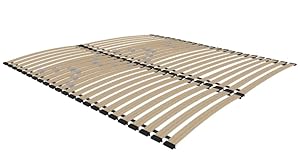 BDW DUALFLEX Somier de láminas, 250 kg, marco de cama ajustable, madera de haya, regulación de la dureza en la zona lumbar, 46 rayas, 140 x 200 cm