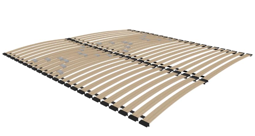 BDW DUALFLEX Somier de láminas, 250 kg, marco de cama ajustable, madera de haya, regulación de la dureza en la zona lumbar, 46 rayas, 180 x 200 cm