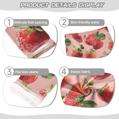 Girls Leggings Strawberries Fruit Pink Soft Toddler Leggings for Girls Kids Pants Size 4T-10T3