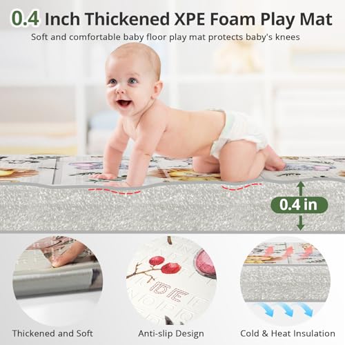 Noonkty PM-LION-1 Foldable Baby Play Mat For Floor, 79X71 Extra Large Play Mat, Kids Non Toxic Foam Thick Play Mat For Baby, Waterproof & Anti-Slip Baby Crawling Mat, Folding Play Mats For Babies And Toddlers thumb #2
