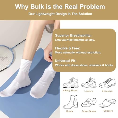 Image of Womens Cotton Anti-Pilling Quarter Crew Socks | Moisture-wicking, Odor-control, Lightweight, Office /gym, 7-pair, US 6-10