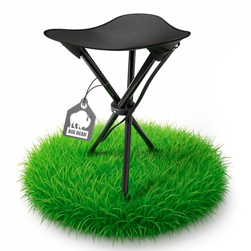 BigDean Kleiner Campinghocker faltbar & Ultraleicht 41cm hoch schwarz - robuster Dreibeinhocker tragbarer Klapphocker Camping-Hocker