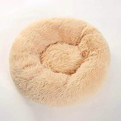 Lit pour chat et petit chien donut abricot 60cm en peluche lavable