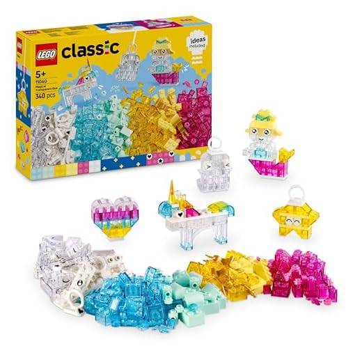 LEGO Classic Magical Transparent Box - Colorful Building Bricks & Keyring Clips Set - Create Tiny Toy Unicorns, Dragons, Penguins & More Figures - Kids' Arts & Crafts Kit for 5+ Year Old Girls - 11040