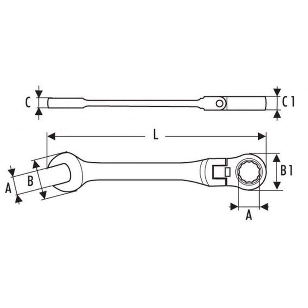 EXPERT e110906 - Combination Spanner and Articulated Ratchet 13 mm, Chrome - Image 2