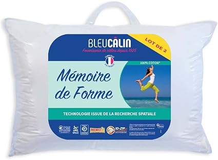 Traversin Plat Memofill Bleu Câlin 160x40 Cm - Mousse Mémoire De Forme Pour Confort Cervical