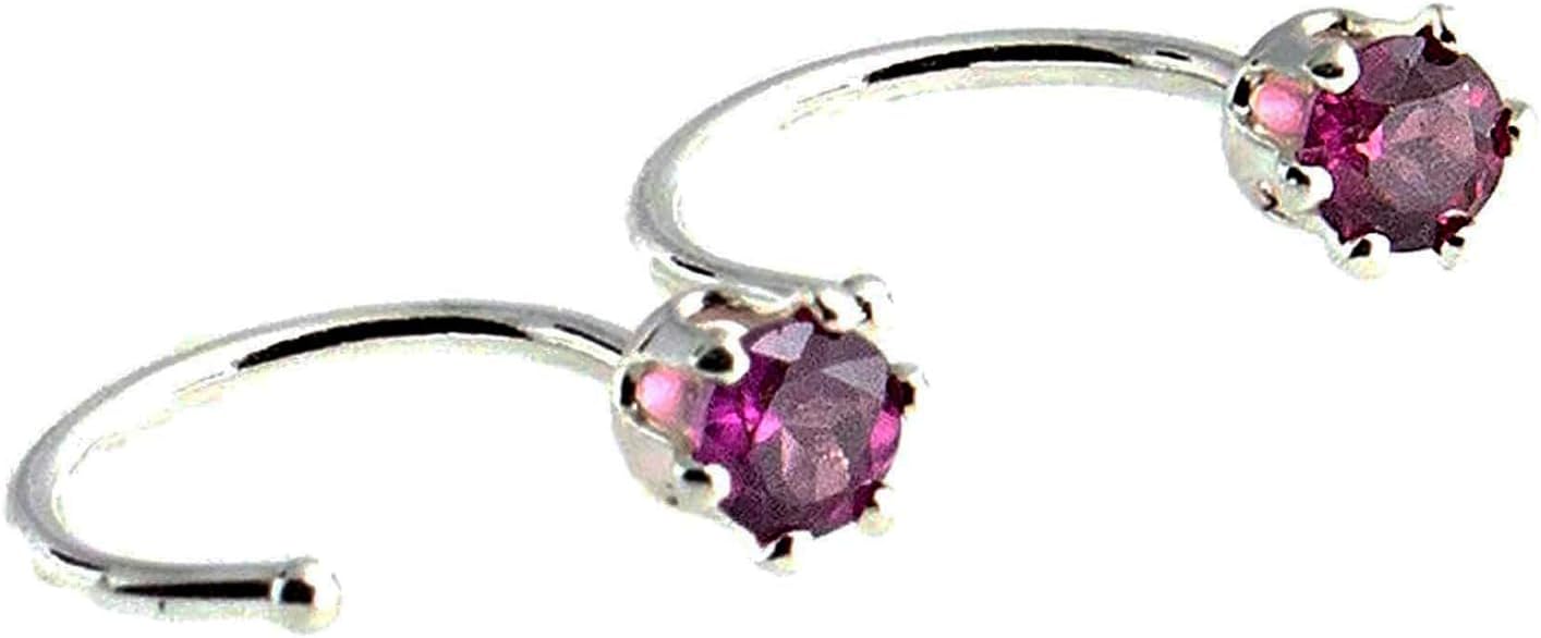 Sterling Silver Half Huggie Hoop Piercing Earrings for Women and Girls, Hypoallergenic Hug Cartilage Earring Studs