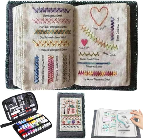 Generic - Embroidery Stitch Book Kit, Stitch Book Sewing Kit, Complete Tutorial Guide for Beginners, DIY Handmade Needlework Manual with with Toolkit & Instructional Tutorial (1set) - -26%