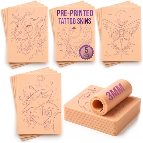 5 vorgedruckte Tattoo-Übungshäfte | kostenloses Tutorial | 3 mm Fake