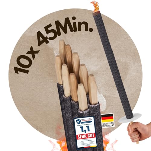 Panteer ® Fackeln für draußen - 10 Stück 45 Min. Brenndauer - Made in Germany - Für eine Wanderung mit Kindern oder Freunden, ideal im Garten oder zu Ostern/Silvester - Mit Handschutz