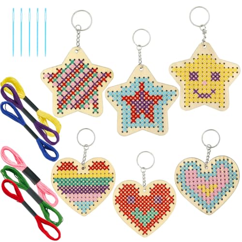 SUNNYCLUE DIY 6 Ensemble Kits de Broderie au Point de Croix en Bois Kit de Fabrication de Porte clés Étoile Cœur Porte clés en Bois Point de Croix Porte clés avec Instructions pour Débutants Adultes C SUNNYCLUE DIY 6 Ensemble Kits de Broderie au Point de Croix en Bois Kit de Fabrication de Porte clés Étoile Cœur Porte clés en Bois Point de Croix Porte clés avec Instructions pour Débutants Adultes C