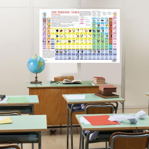 Image of Periodic Table Educational Wall Chart For Kids - Double-Sided Hard Laminated Poster with Colourful Elements, Learn Chemistry, Atomic Numbers & Symbols, Ideal for Preschoolers, School, Classroom & Home Learning, 48x73 cm