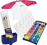 Set inklusive Wasserbecher, Pinselset und pinker Malschürze
