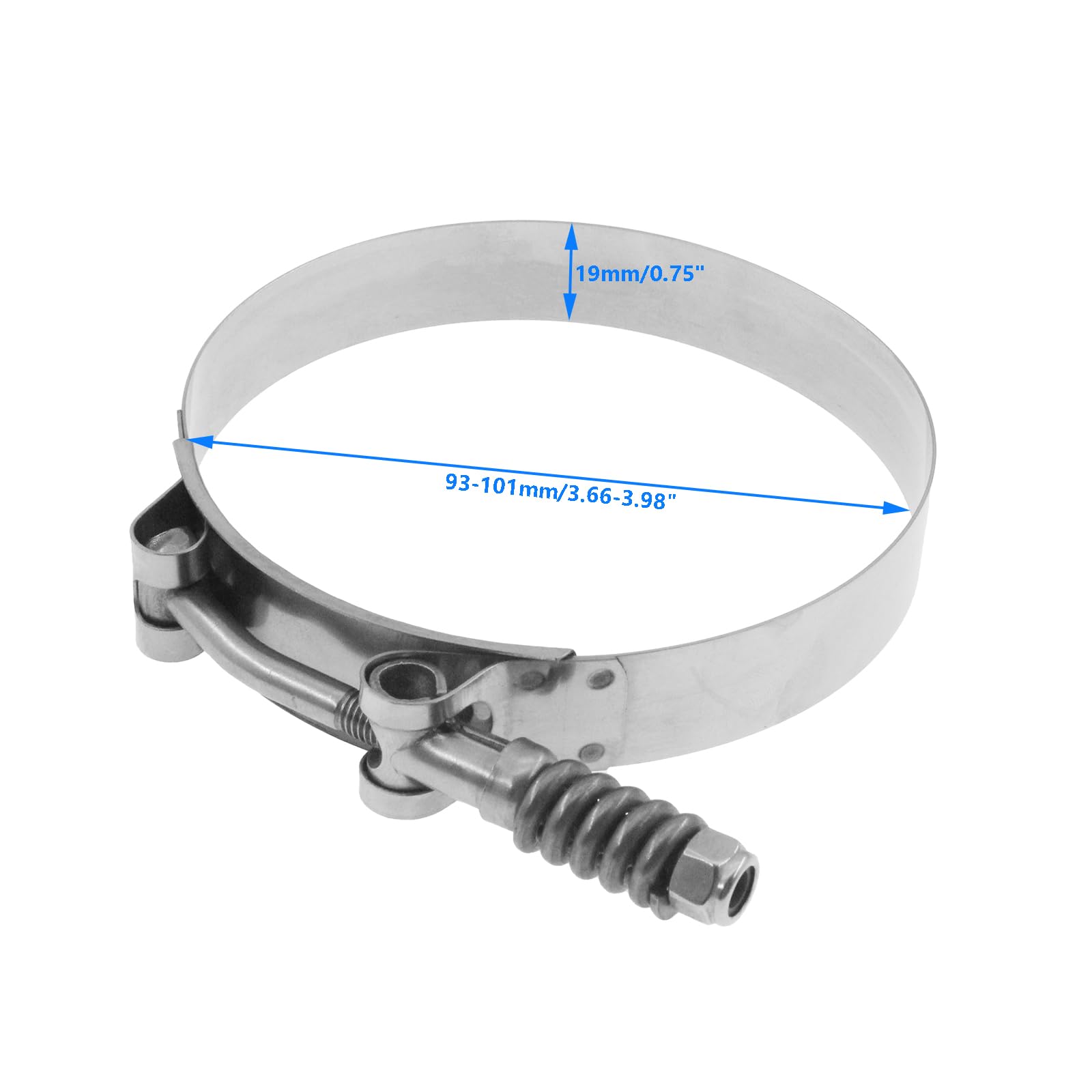 Spring Loaded T-Bolt Clamp,4PCS T-Bolt Exhaust Clamps,SAFYY SUS304 Intake Intercooler Hose Clamp Engine Hose Clamp Pipe Tube Clamp for DIY Turbo,Intercooler,Intake (93-101mm/3.66-3.98